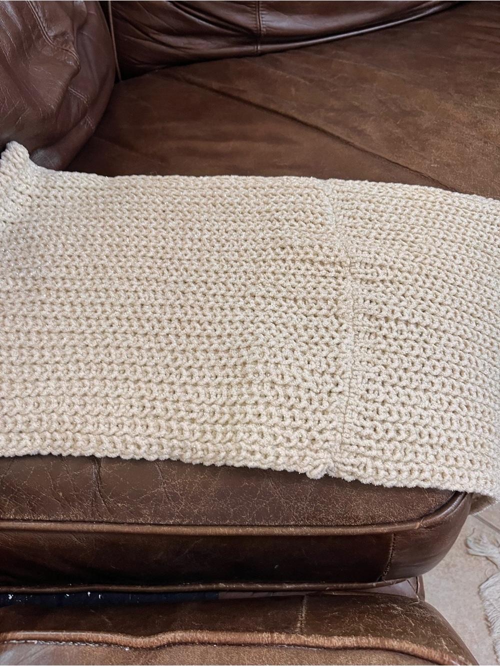 Chunky Hand-Knit Cream Scarf
